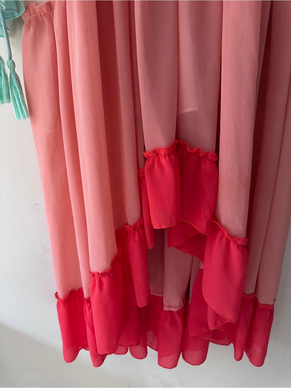 Vici Rainbow Pastel Tiered Ruffle Maxi Dress Long Sleeve Chiffon Boho Festival - Picture 7 of 11